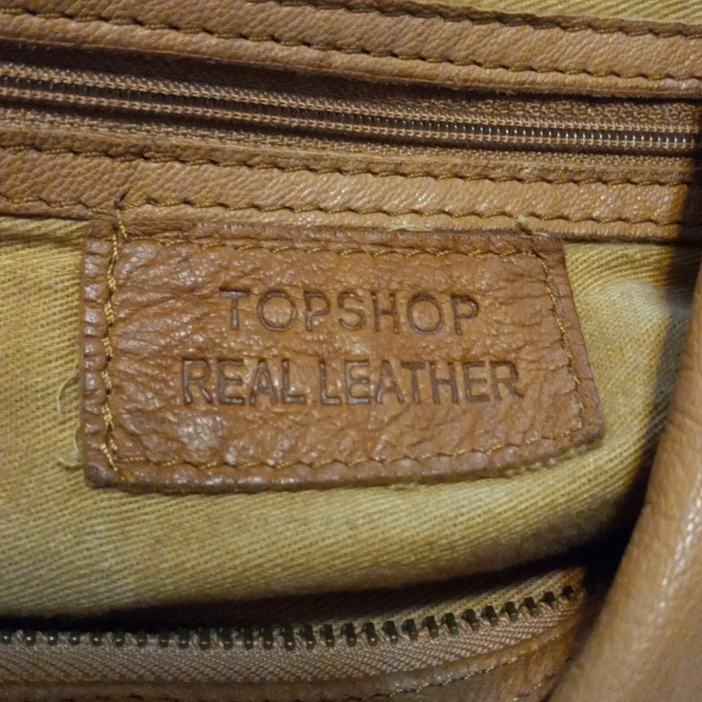 Topshop Brown Leather Hobo Shoulder Bag Slouchy Boho Tote Purse